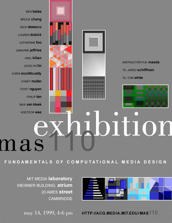 MAS110 Exhibition: May 14, 4-6 pm